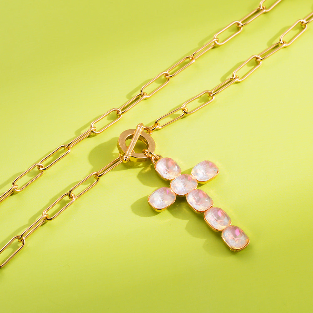 Wholesale Hip-Hop Cross Diamond Simple Clavicle Necklace